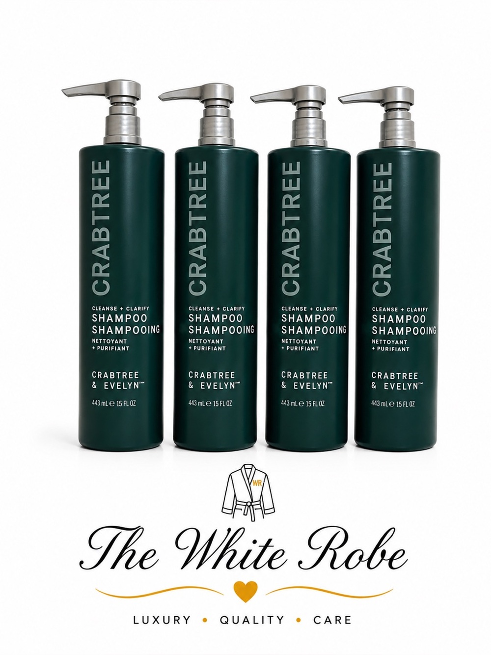 CRABTREE & EVELYN CLEANSE + CLARIFY SHAMPOO 15 oz | Set of 4 | Pump Bottles - Picture 1 of 7